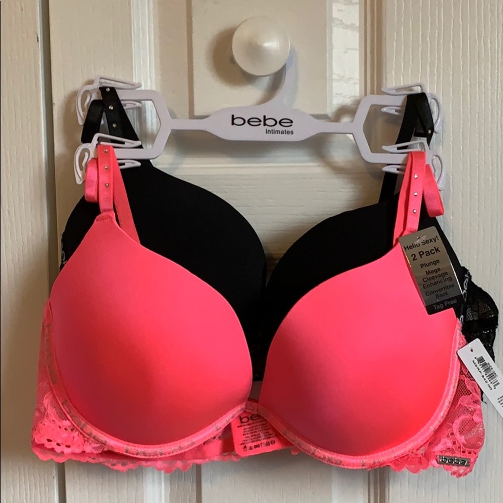 NWT BEBE Set of 2 Rhinestone Sexy Bras Size 38C